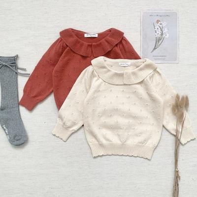 China Customized Autumn And Winter Anti-shrink Full-sleeve Knitted Red O-neck Children's Pullover Sweater Girls Winter Sweater for sale