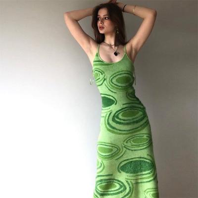 China 2022 Breathable Customized Casual Printed Long Dress Sexy Hollow Long Y2k Hollow Knit Tank Dress for sale