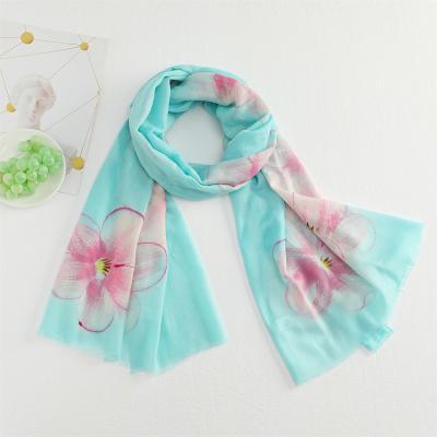 China Wool Fashion Floral Viscous Hijab Women Printed Long Scarf Shawl Stole Head Scarf Wraps Ladies Hijab for sale