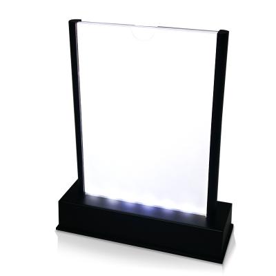 China Static Color Or Color Changing Led Light Up Menu Holder Acrylic Flash Light Box Display Rack for sale