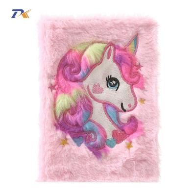 China Custom Diary Cartoon Girl Gift Color Hardcover Book Rainbow Unicorn Plush Animal Notebook for sale