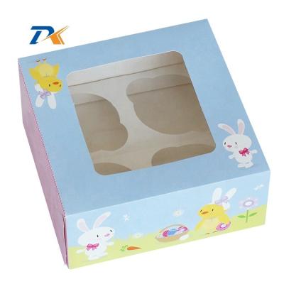 China Recyclable Cupcake Muffin Box With Window Insert Clear Tray Holds 4 Cake for sale