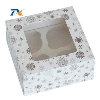 China Wholesale Recyclable Custom 4 Mini Cup Cake Box Muffin Cupcake Package Cardboard Window Cake Boxes for sale