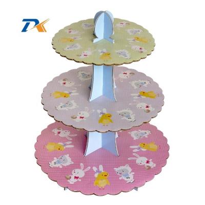 China New Party Decoration Free Custom Design High Quality Promotion 3 Tiers Recyclable Paper Cake Stand for sale