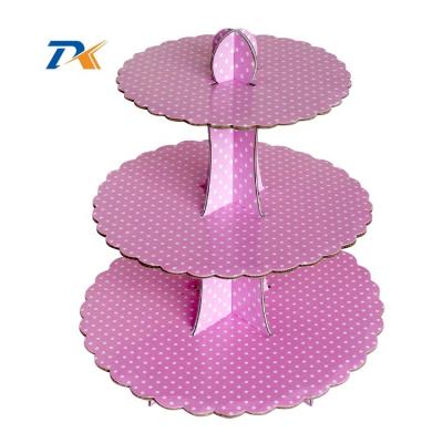 China New Party Decoration Free Custom Design High Quality Promotion 3 Tiers Recyclable Paper Cake Stand for sale