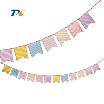 China 3.2m Eco-friendly 12 Flags Cotton Fabric Banner Pennant Handmade Garland Children Kids Baby Shower Birthday Bunting Wedding Party Decoration for sale