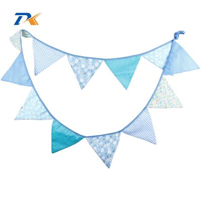 China 3.2m Eco-friendly 12 Flags Cotton Fabric Banner Pennant Handmade Garland Children Kids Baby Shower Birthday Bunting Wedding Party Decoration for sale