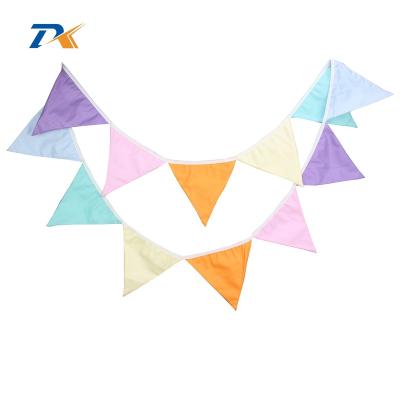 China Colorful Eco-Friendly Cotton Triangle Flag Pennants String Banner Christmas Party Holiday Decor Flag for sale