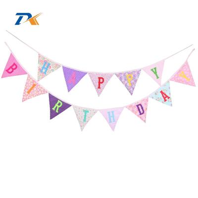 China Colorful Eco-Friendly Cotton Triangle Flag Pennants String Banner Christmas Party Holiday Decor Flag for sale