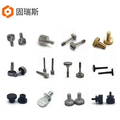 China El botón de encargo con estrías negro del tornillo de pulgar del metal de aluminio de cobre amarillo atornilla la cabeza plana de M6 M3 en venta