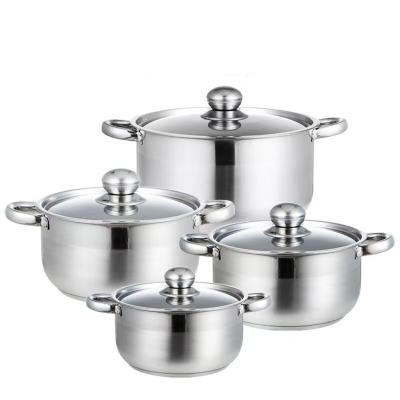 China Viable High Quality Hot 8pcs 410 Stainless Steel Soup Pot Sets For Kitchen for sale