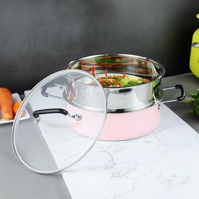 China Sustainable High Quality Two Layers Stainless Steel Food Cooking Steamer Stock Pot With Lid for sale