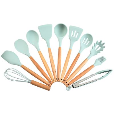 China Sustainable Heat Resistant Durable 12 Pcs Reusable Cooking Tools Silicone Kitchen Utensils Set for sale