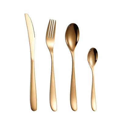 China Viable high quality gold plating paint process stainless steel knife and fork spoon sets for home for sale