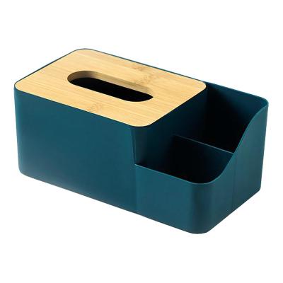 China Hot Selling Traditional Unique Design Good Quality pp+Bamboo Wooden Cloth Storage Tissue Box Holder Organizer for sale