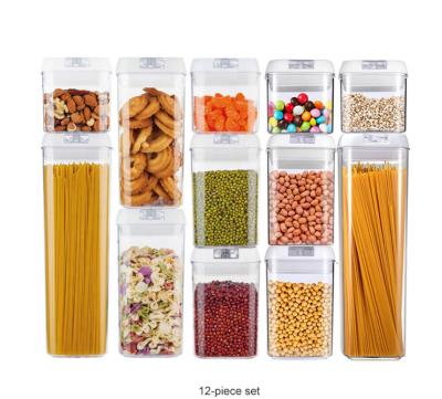 China Kitchen Sustainable Plastic Storage Box With Lid Airtight Cereal 7pcs 12pcs Food Storage Container Set for sale