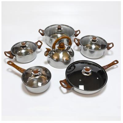 China Sustainable Hot Selling Wate Oil 12pcs Stainless Steel Cooking Pot Set For Kitchen for sale