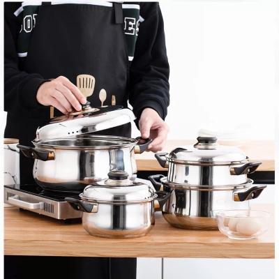 China High Quality Sustainable 12pcs Cooking Pan Set 201 Stainless Steel Cookware Stainless Steel Pots and Pan Sets for sale