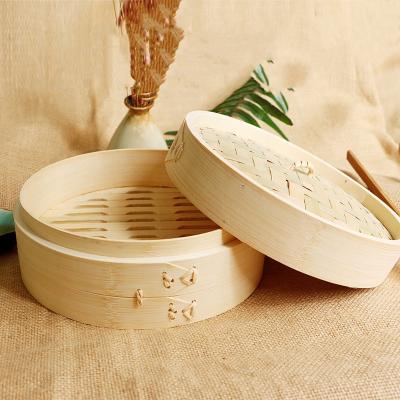 China Sustainable High Quality Wholesale Commercial 10 Inch Bamboo Steamer For Food Cooking Basket for sale