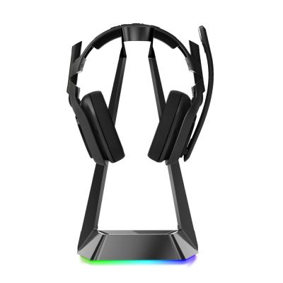 China HUB 3 in MOQ 10PCS Gaming Headset Stand Earphone Stock Retail Stand Show Earphone with RGB Backlight 3 USB Hub for sale