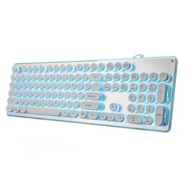 China 2020 plug and play ergonomic keyboard 104 key set lighting aluminum backlit keyboard wired for sale