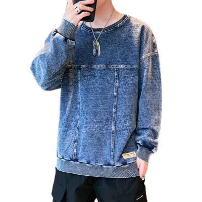 China New Arrival Breathable Fashion Stylish Casual Men Spring Autumn Distressed Cotton Crew Neck Denim Sweatshirts for sale