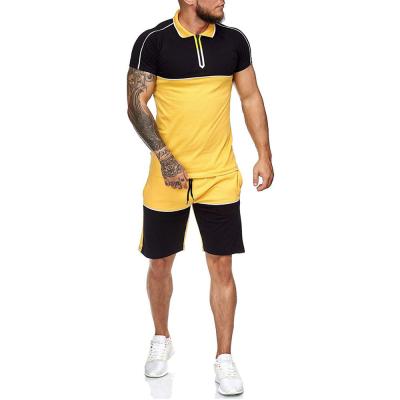 China Hot Sale Fashion Breathable Sports Fitted Men Polyester Short Two Piece T-shirt Sets For Custom Logo for sale