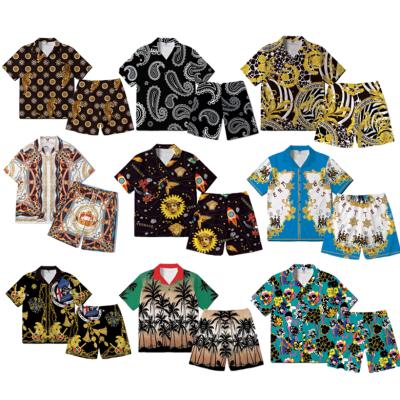 China Hawaiian Print Short Sleeve Shirt Plus Size Set Mens Beach Wear Daily Shirt Two Piece Set Plus Size Men for sale