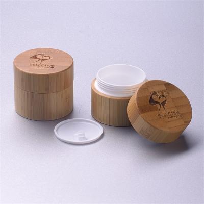 China Skin Care Cream Packing Stock 5g/10g/20g/30g/50g/100g/150g/200g/250g Cosmetic Bamboo Jar for sale