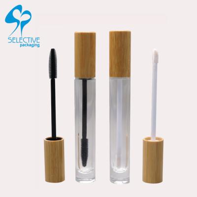 China 100% Hot Welcome Professional Design Eyelash Tube 10ml Empty Glass Mascara Bottles Eco-friendly With Bamboo Lid for sale