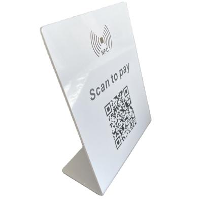 China Waterproof / Waterproof Scannable Custom Epoxy PVC Qr Code Nfc Desktop Stand For Public Use for sale