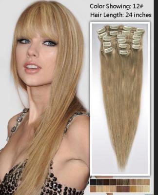 China 24 pulgadas natural Remy/clip de la Virgen en cabello humano doble de la trama de la extensión del pelo en venta