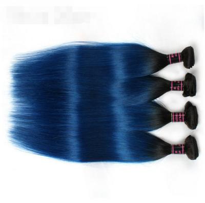 China Straight Peruvian Dark Roots Blue Ombre Human Hair Extensions Colorful Hair for sale