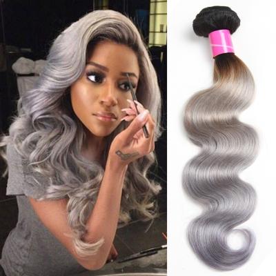 Cina Due Tone Body Wave Weave, Grey Ombre Hair Weave Durable a 40 pollici spesso in vendita