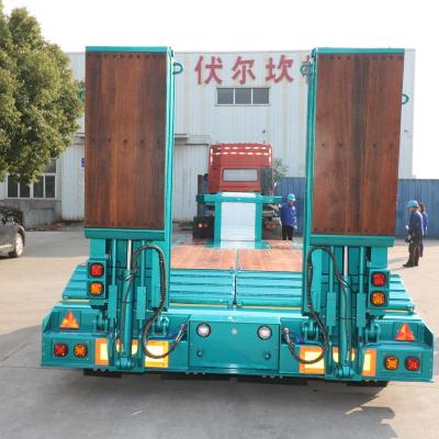 China Hydraulic 2axle 30T/40T Ramp Low Bed Trailer Semi Truck Trailer For Sale for sale