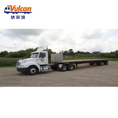 China Low price 3 axle 40ft flat bed container truck trailer semi trailer and trailer truck dimensions 40ft flatbed trailer for sale