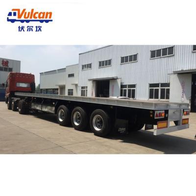 China 40 Foot Truck Trailer 50Tons 3 Axles Transport Container Flat Bed Semi Trailer for sale