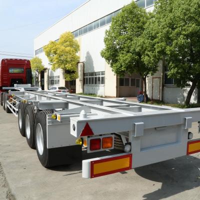 China 50 Ton Truck Trailer 3 Axle Shipping Container Trailer Skeleton Terminal Semi Truck Trailer for sale