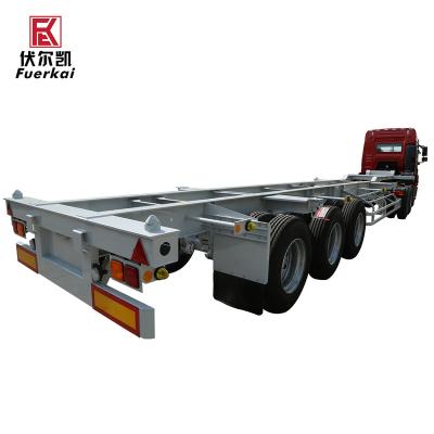 China Chinese Truck Trailer Factory Wholesale Customized 3 Axles 50Tons 40ft Skeleton Container Truck Semi Trailer for sale