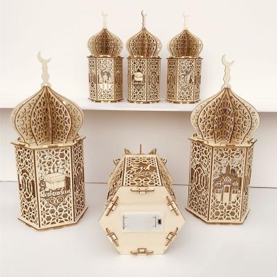 China Semi-manual and semi-mechanical manufacturing muslim light Ramadan Eid Mubarak Festival Decorations Wooden for sale