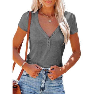 China Factory Wholesale Price Breathable V-Neck Top T Blood Shorts Sleeve Women Sexy for sale