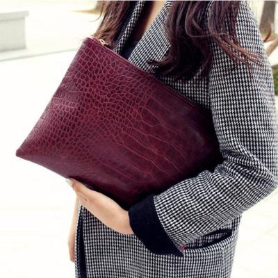 China Silvia Women Clutches Crocodile Grain PU Envelope Anti-theft Leather Clutch Bag for sale