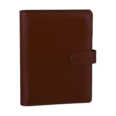 China Refillable Premium Leather Magnetic 6 Ring Binder PU Cover Planner Binder A5 for sale