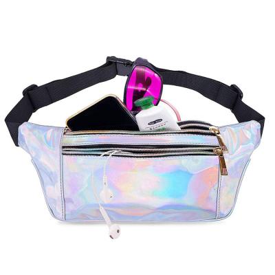 China Custom Water Proof Women Girls Holographic Waist Bag Sports Running Fanny Pack for sale