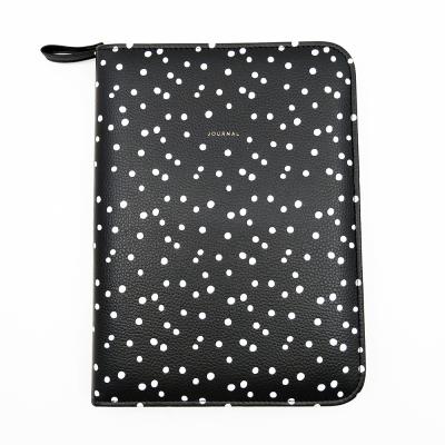 China Eco-friendly Hand Made Modern Custom Coated PU Leather Zipper Bag Package Cover Coil Binding Paper Notebook for sale