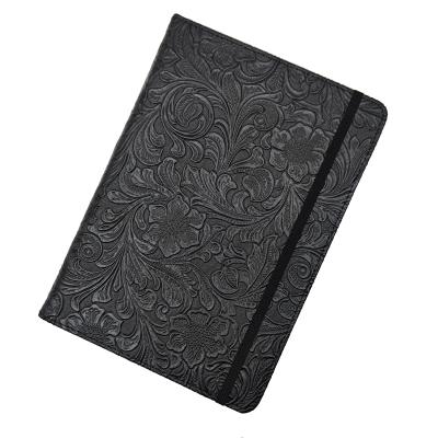 China Professional High Quality Embossed PU A5 Custom Leather Notebook Hard Cover Hardcover Notebook for sale