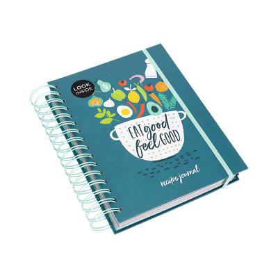 China Spiral Coil Coated Paper Hardcover Book Colored Inner Sheet Recipe Journal Notebook with CMYK Printing for sale