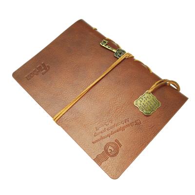 China CMYK printing + matte soft lamination vintage leather diary a5 notebook with elastic band for sale