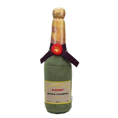 China Custom Plush Stocked Christmas Stuffed Pet Toy Vodka Wine Bottle Champagne Squeakers Shape Dog Chew Toy for sale