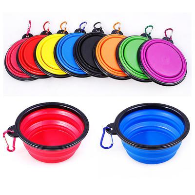 China Sustainable Collapsible Dog Bowl , Portable Collapsible Silicone Water Bowls With Carabiner Clip For Travel for sale